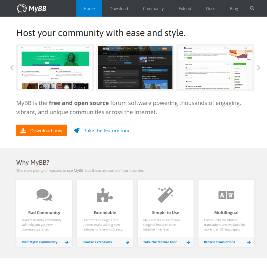 mybb.com homepage screenshot