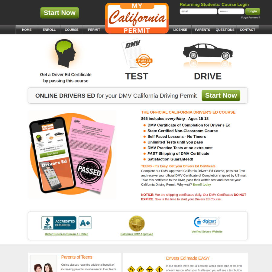 mycaliforniapermit.com homepage screenshot
