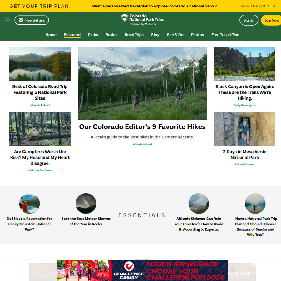 mycoloradoparks.com homepage screenshot
