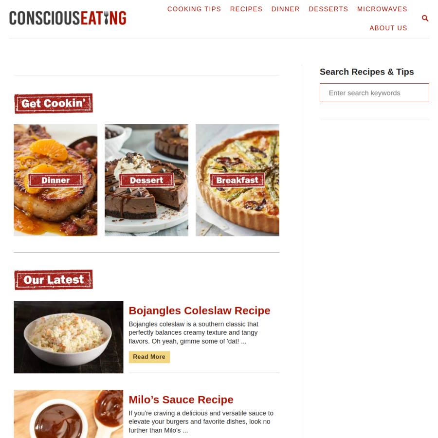 myconsciouseating.com homepage screenshot