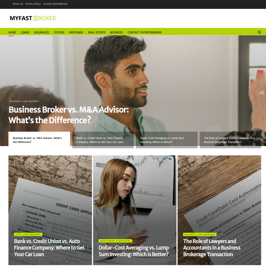 myfastbroker.com homepage screenshot