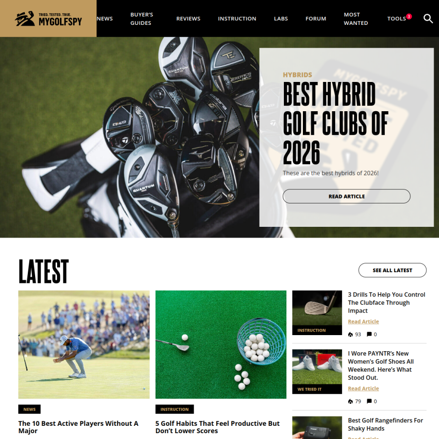 mygolfspy.com homepage screenshot