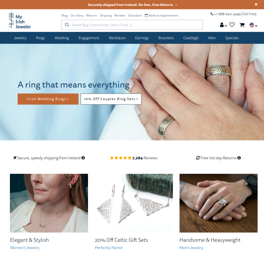 myirishjeweler.com homepage screenshot