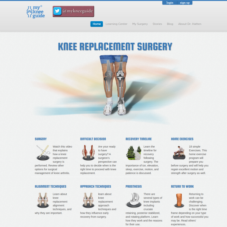 mykneeguide.com homepage screenshot