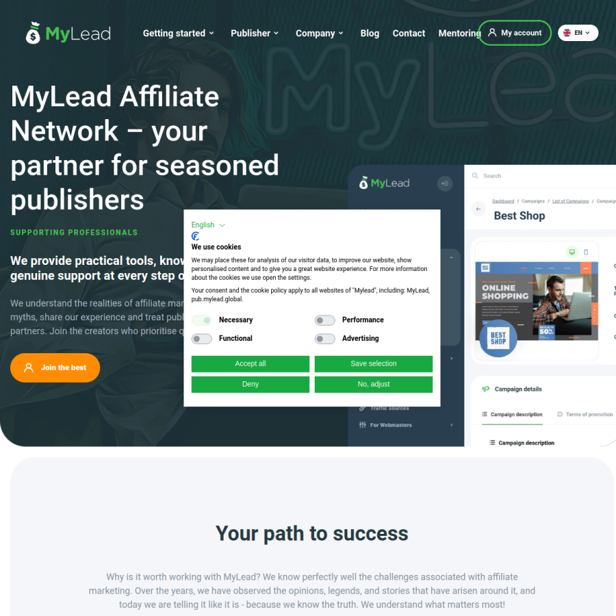 mylead.global homepage screenshot
