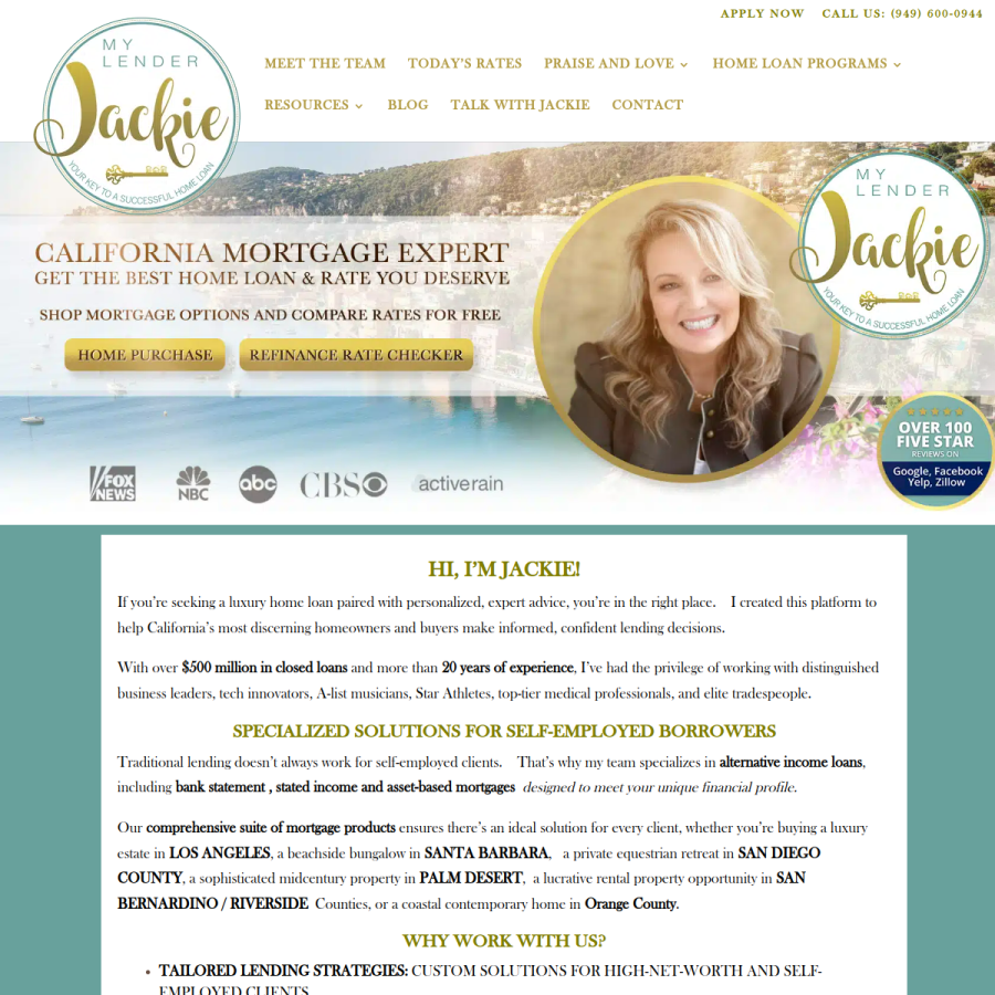 mylenderjackie.com homepage screenshot