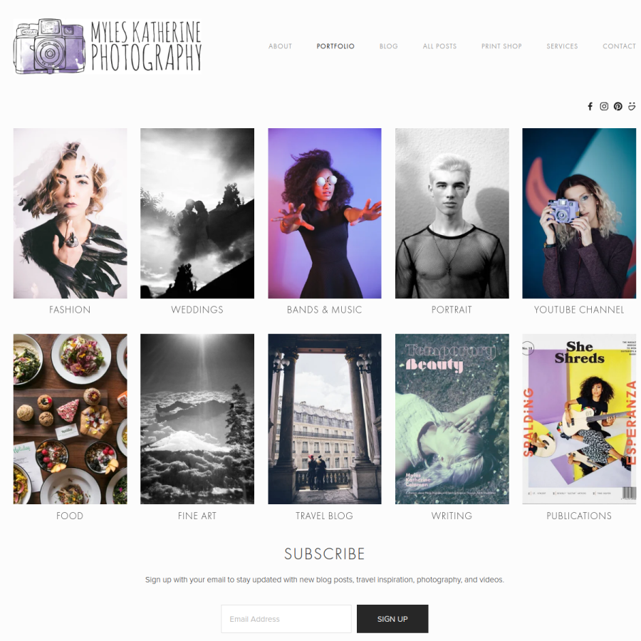 myleskatherine.com homepage screenshot