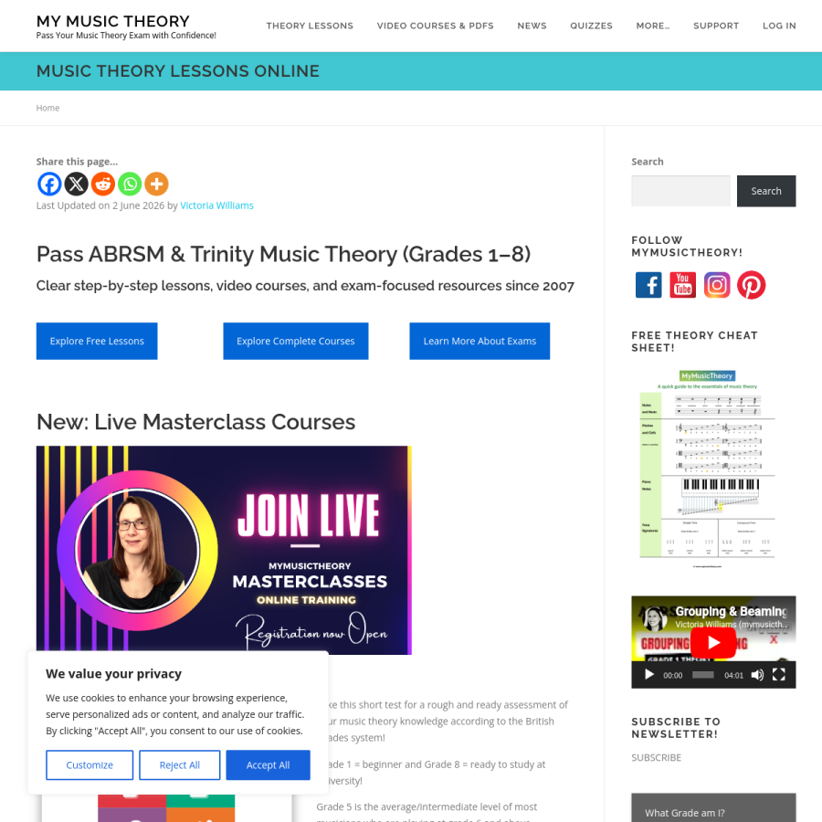 mymusictheory.com homepage screenshot