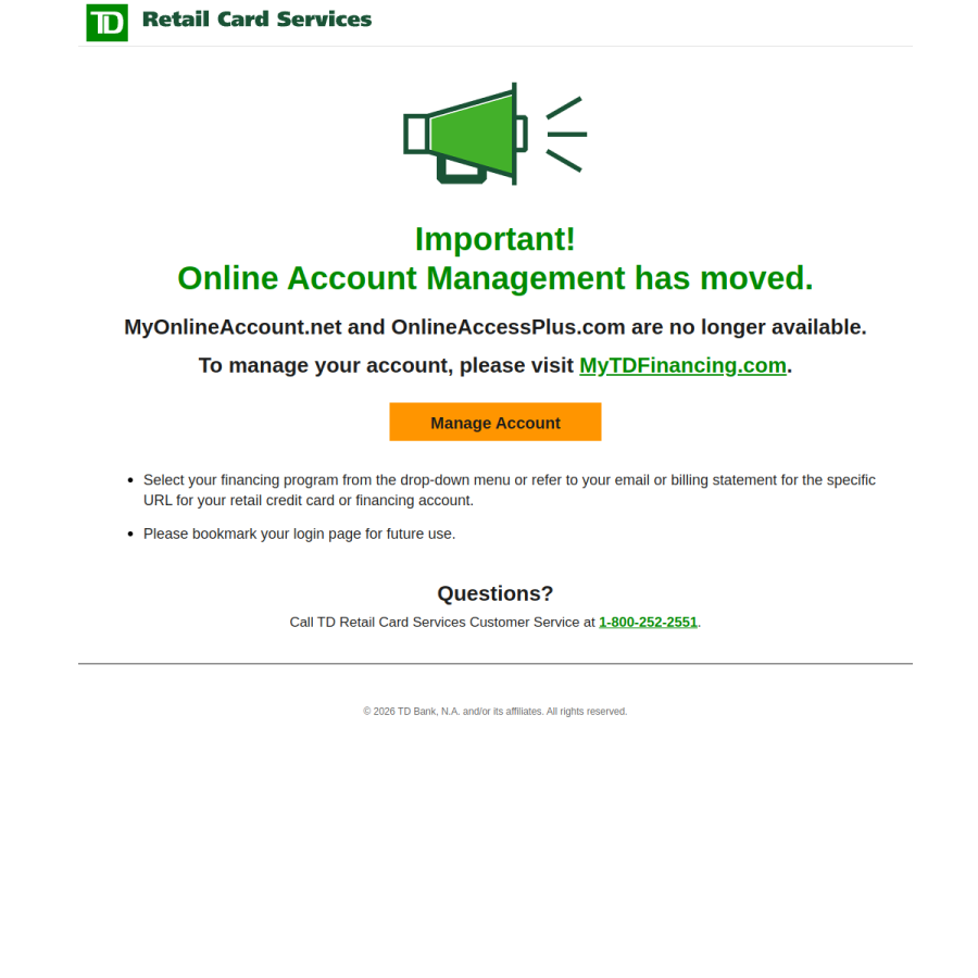 myonlineaccount.net homepage screenshot