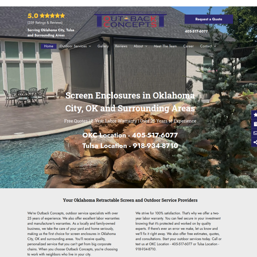 myoutbackconcept.com homepage screenshot