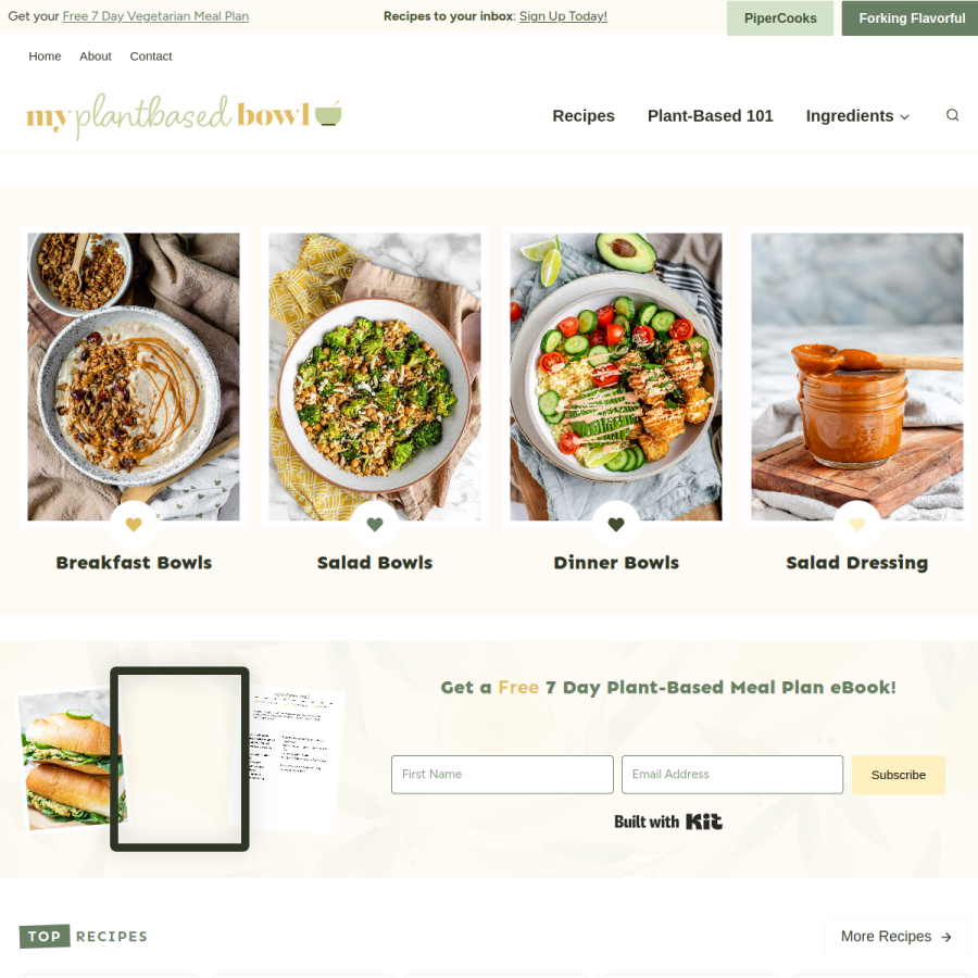 myplantbasedbowl.com homepage screenshot