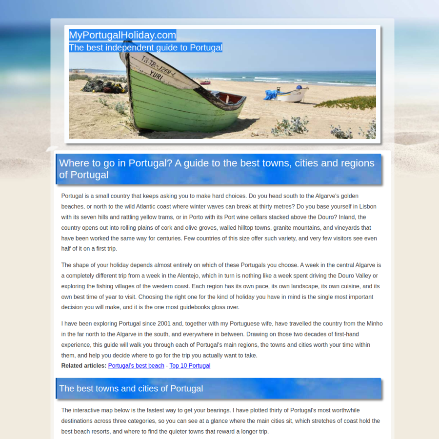 myportugalholiday.com homepage screenshot