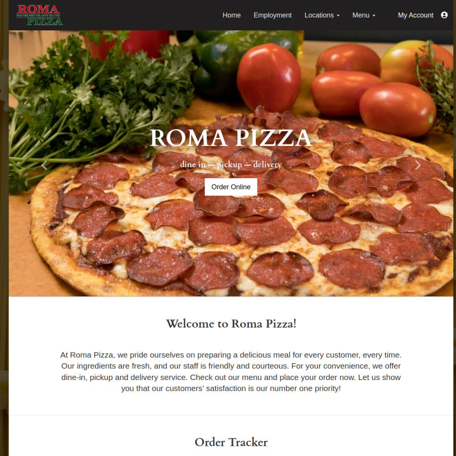 myromapizza.net homepage screenshot