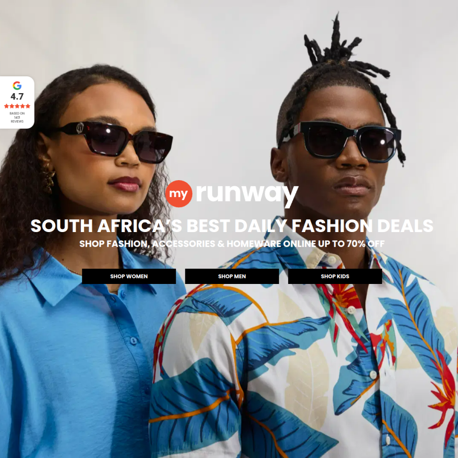 myrunway.co.za homepage screenshot