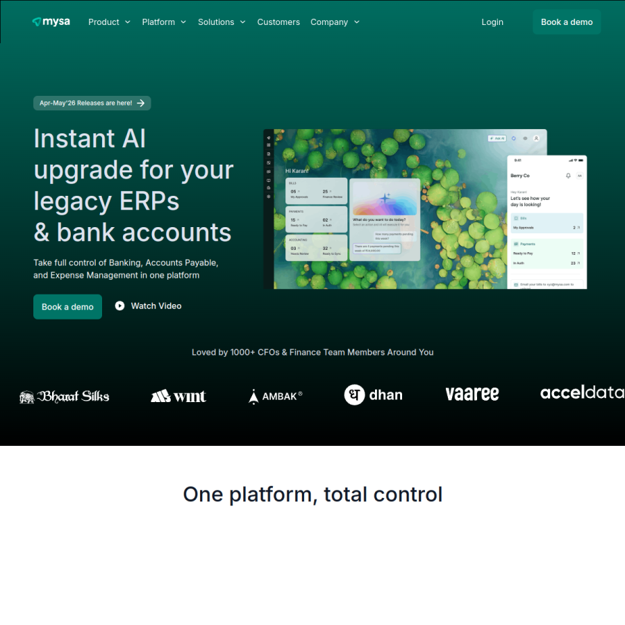 mysa.io homepage screenshot