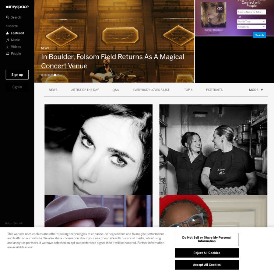 myspace.com homepage screenshot
