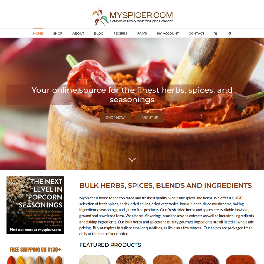 myspicer.com homepage screenshot