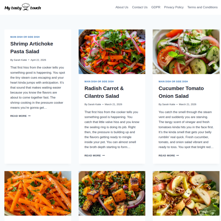 mytastytouch.com homepage screenshot