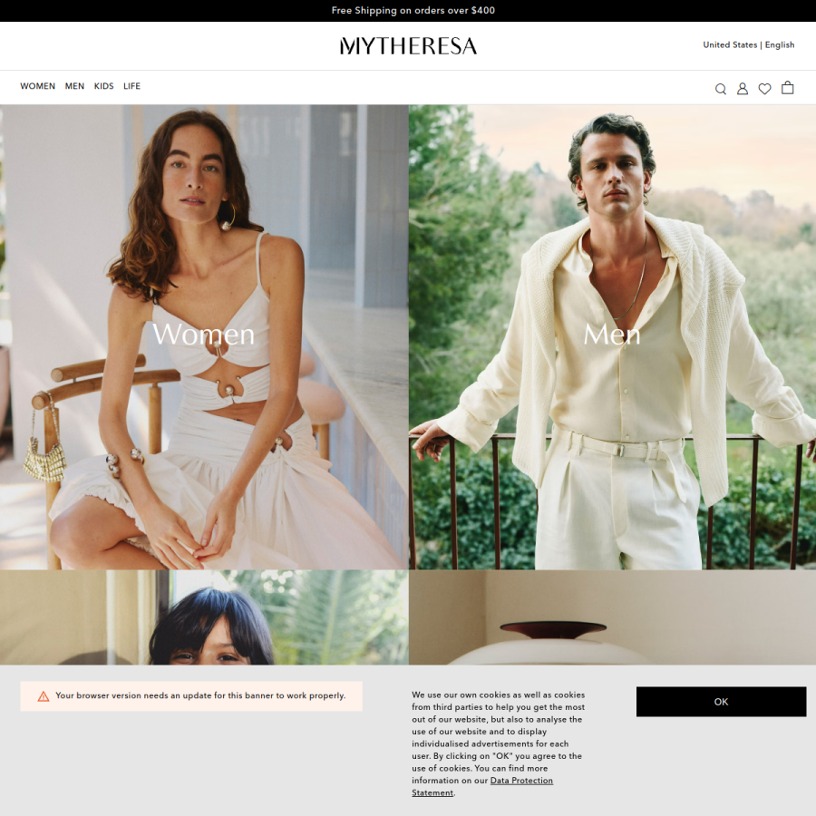 mytheresa.com homepage screenshot