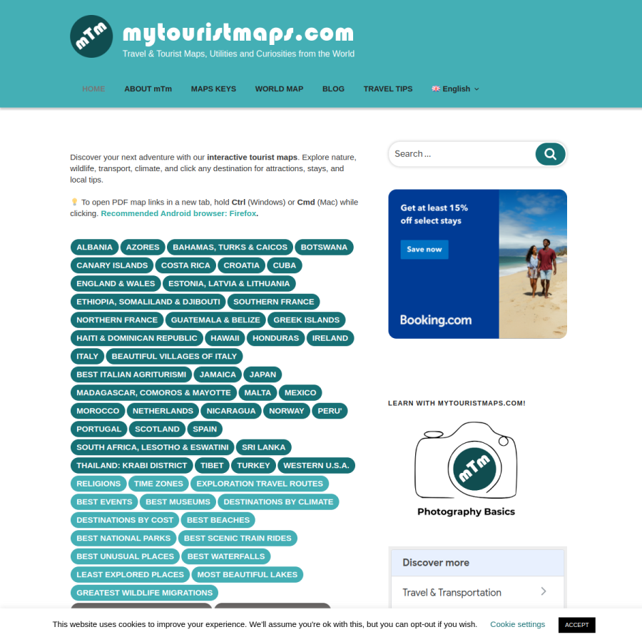 mytouristmaps.com homepage screenshot