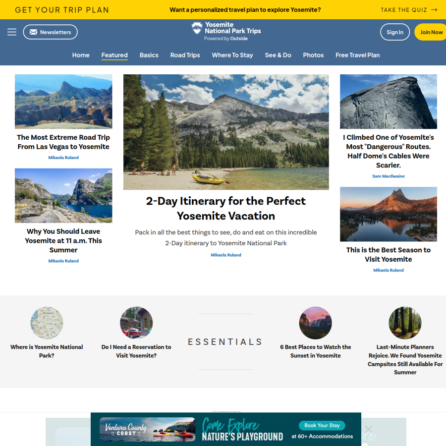 myyosemitepark.com homepage screenshot