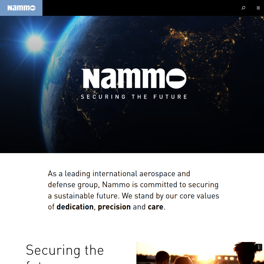 nammo.com homepage screenshot