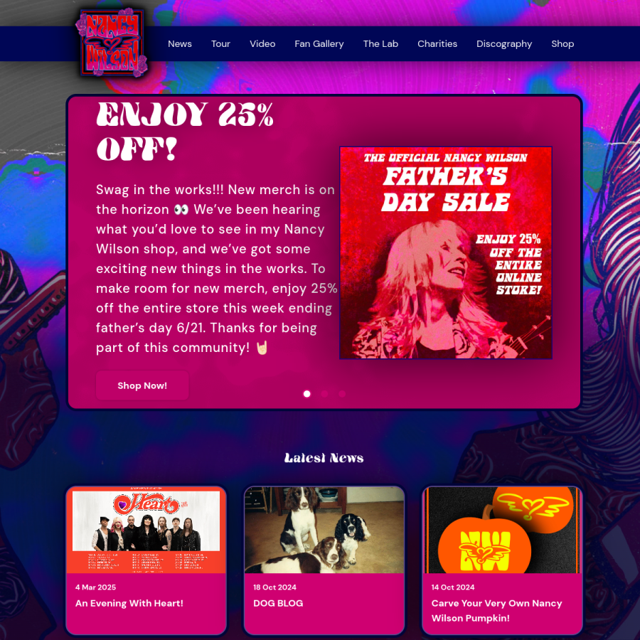 nancywilsonofheart.com homepage screenshot
