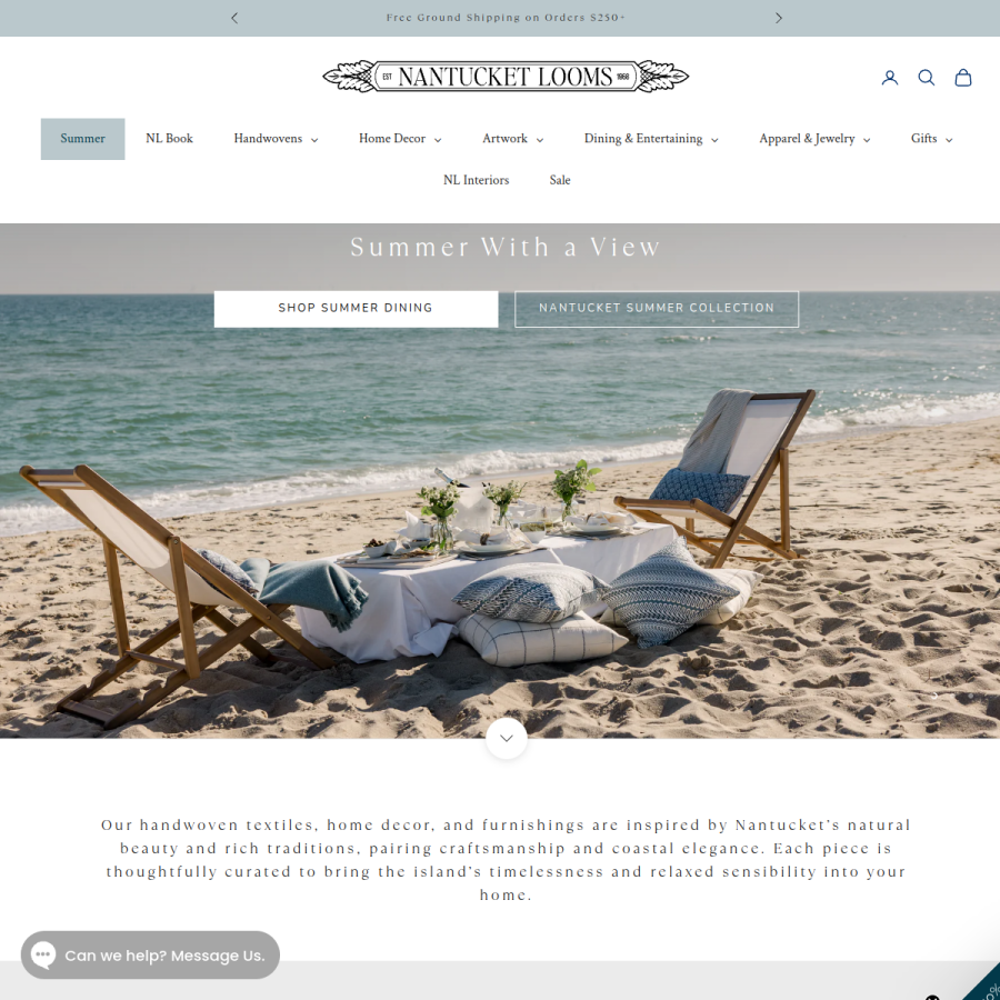 nantucketlooms.com homepage screenshot