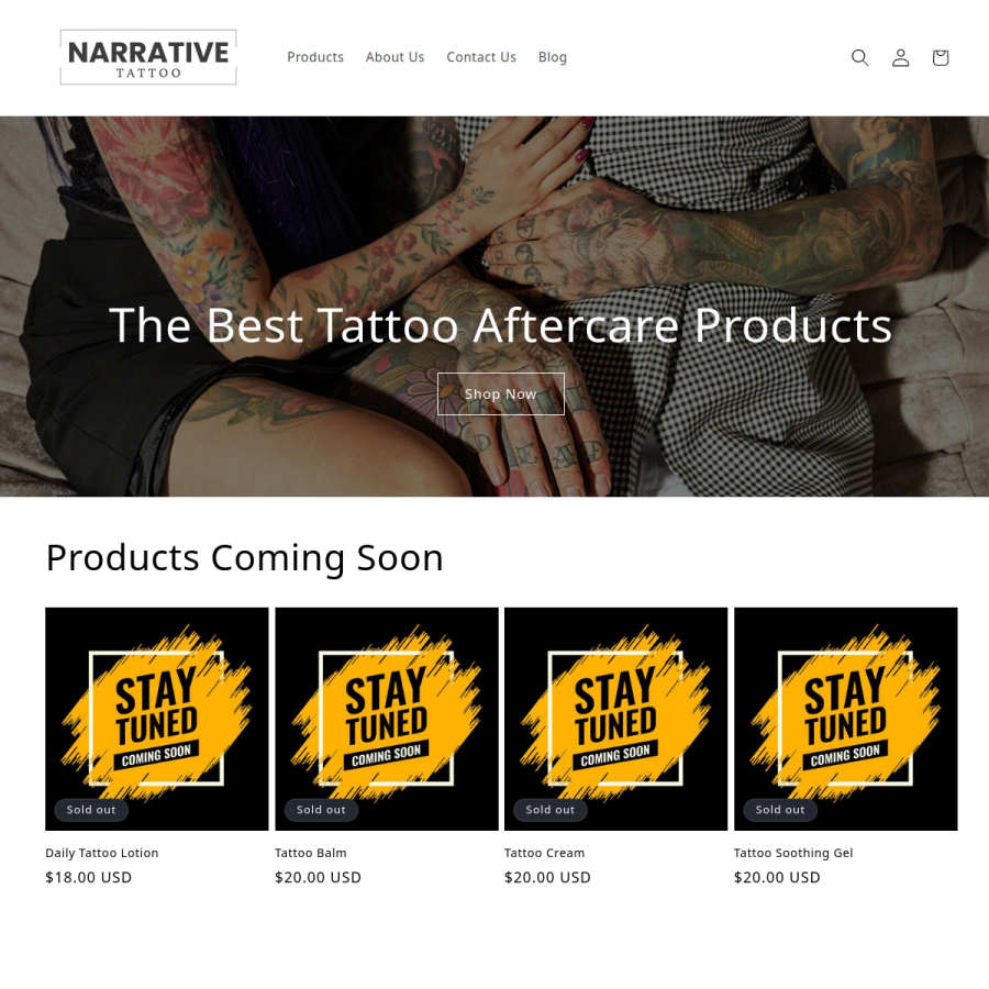 narrativetattoo.com homepage screenshot