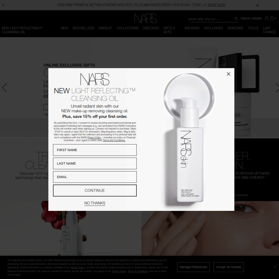 narscosmetics.com homepage screenshot