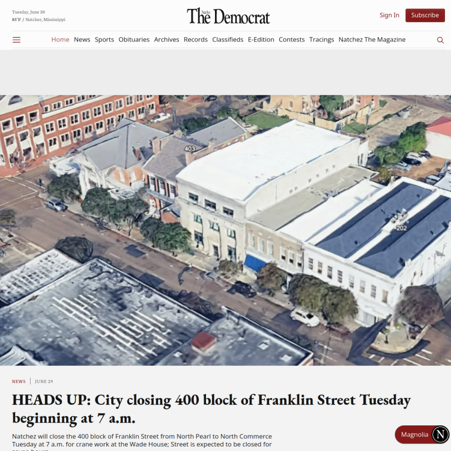 natchezdemocrat.com homepage screenshot