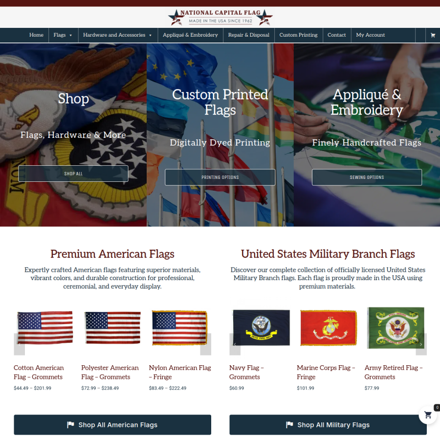 nationalcapitalflag.com homepage screenshot