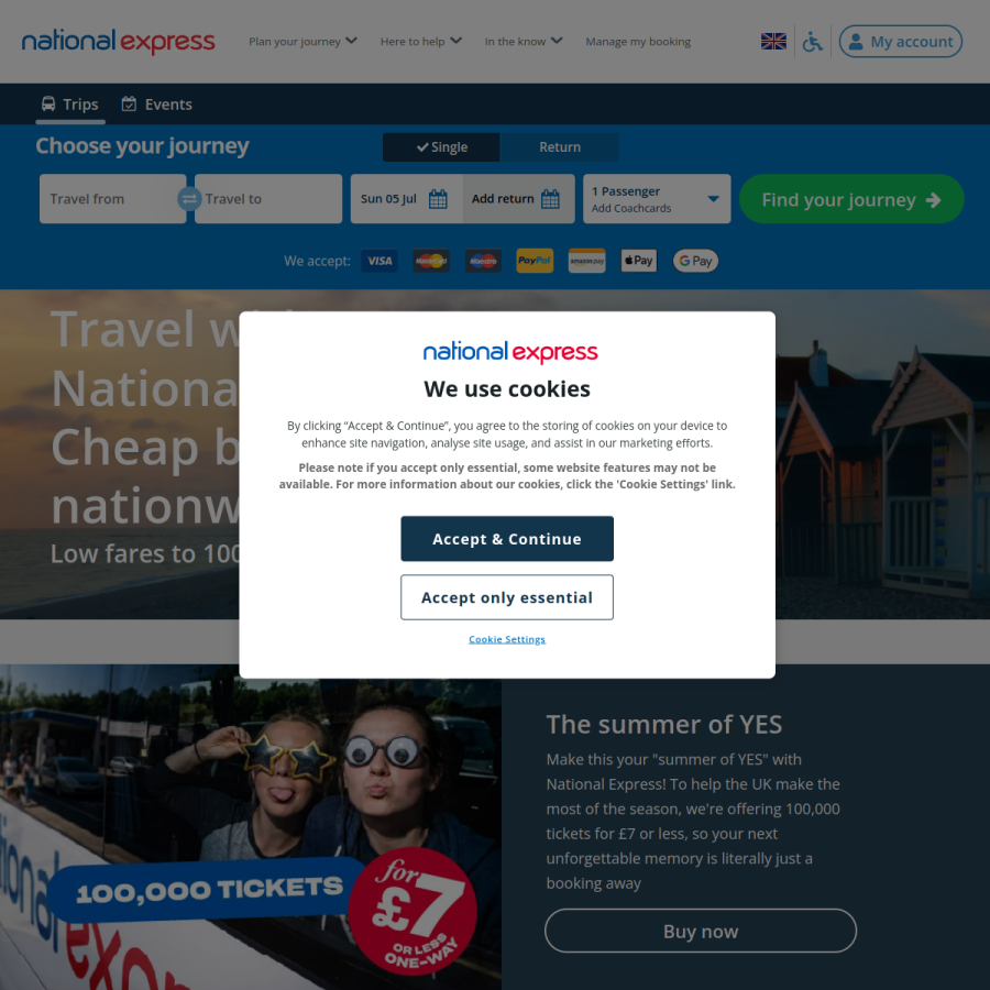 nationalexpress.com homepage screenshot
