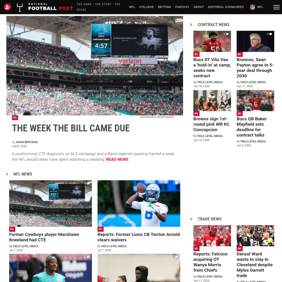 nationalfootballpost.com homepage screenshot