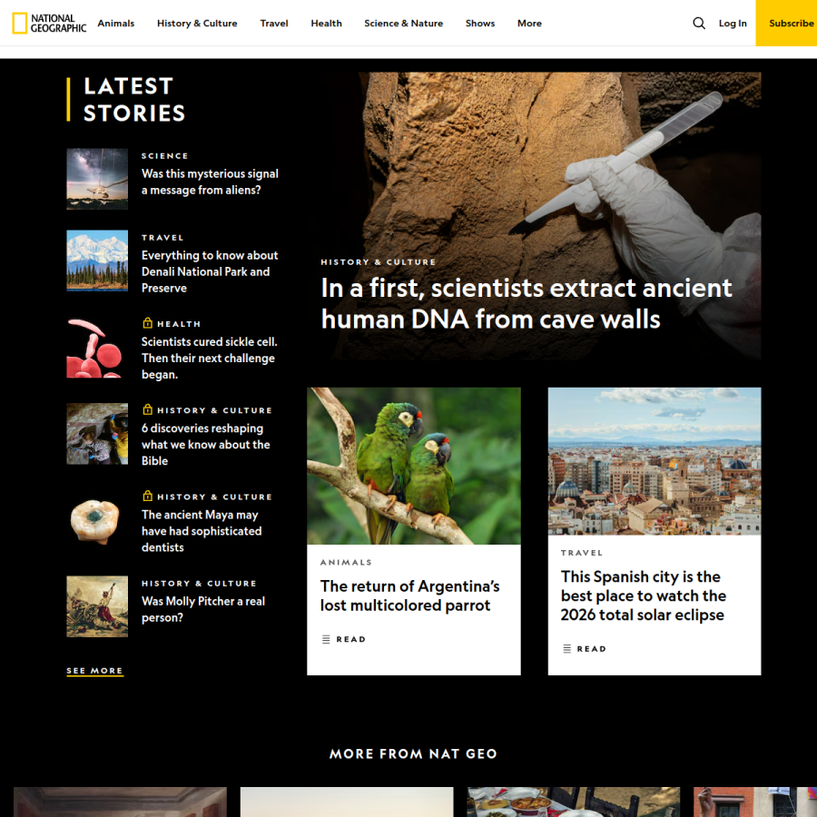 nationalgeographic.com homepage screenshot
