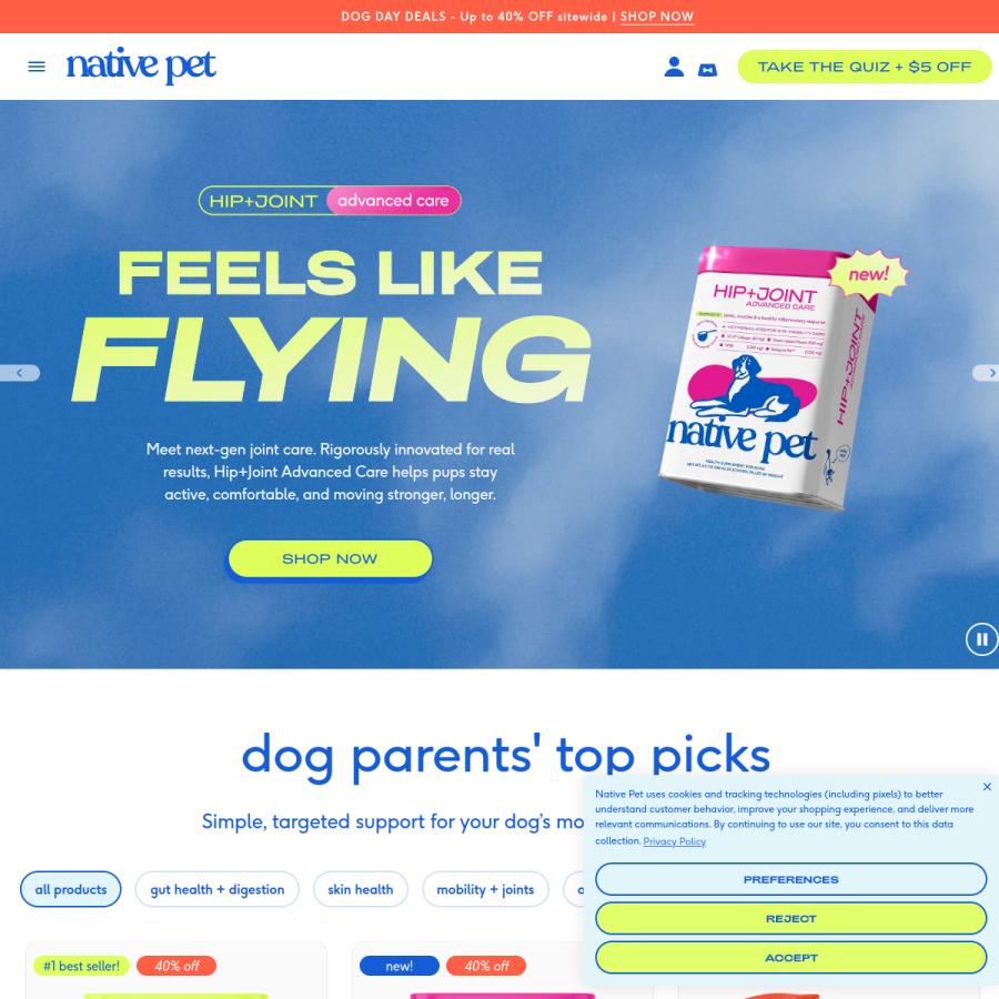 nativepet.com homepage screenshot