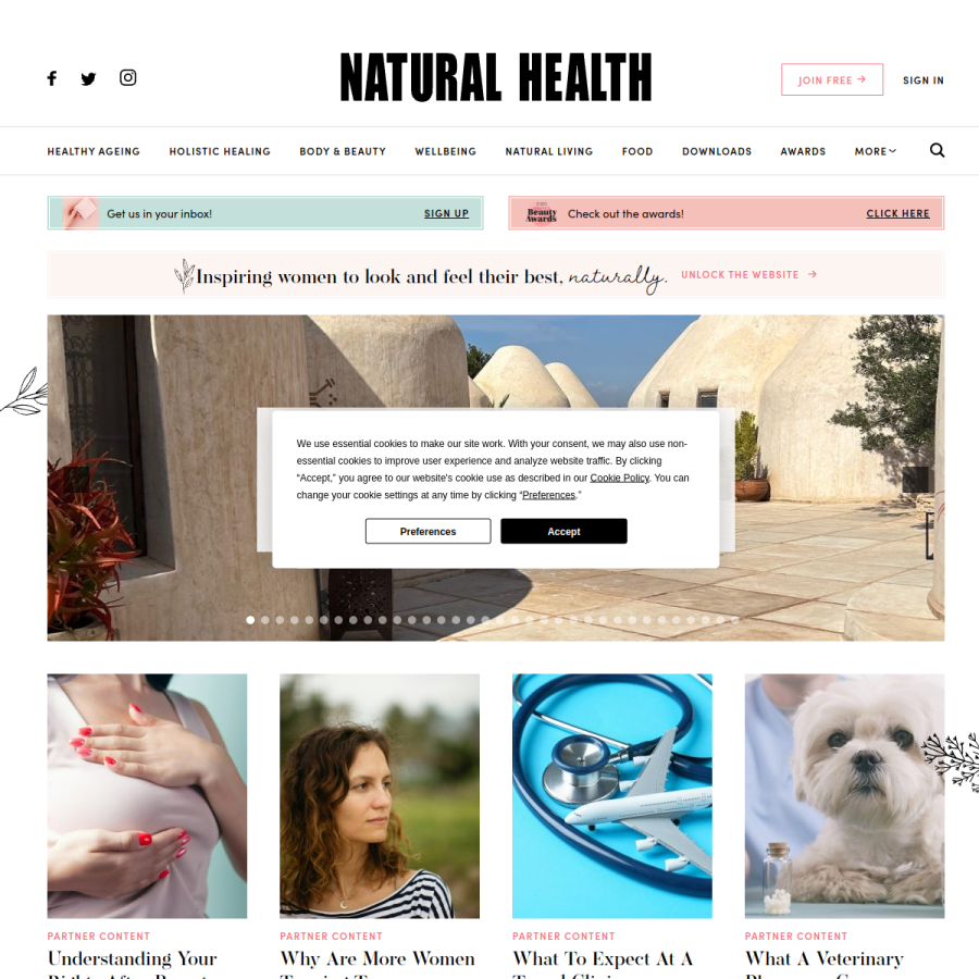 naturalhealthwoman.com homepage screenshot