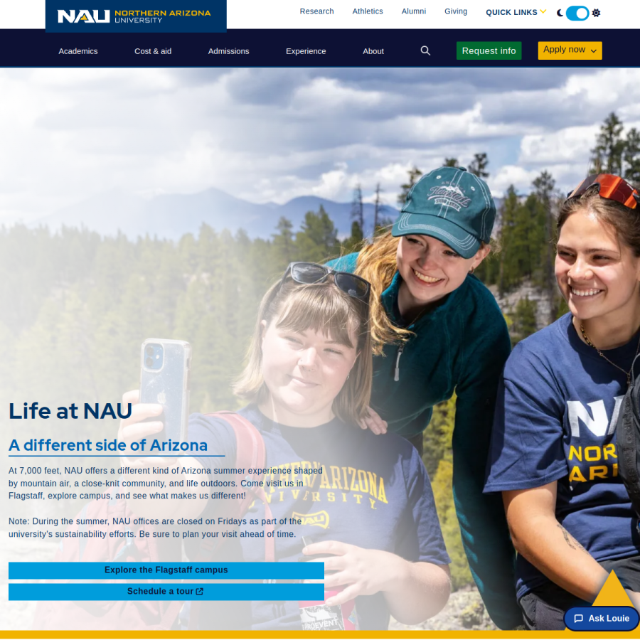 nau.edu homepage screenshot