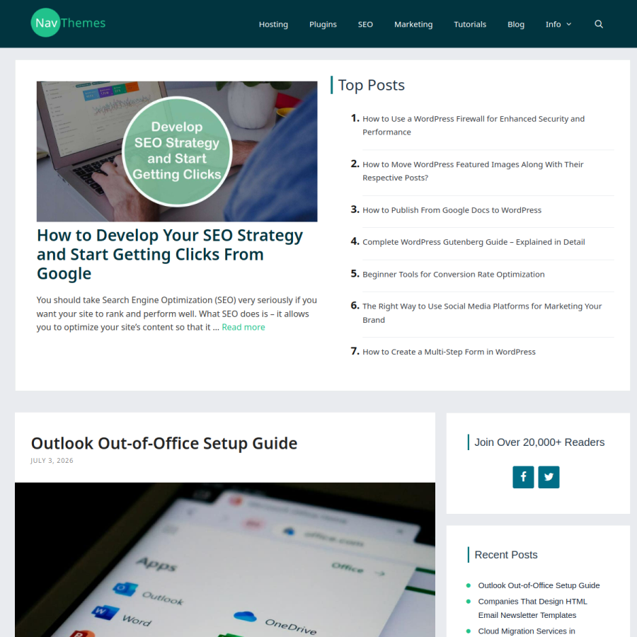 navthemes.com homepage screenshot