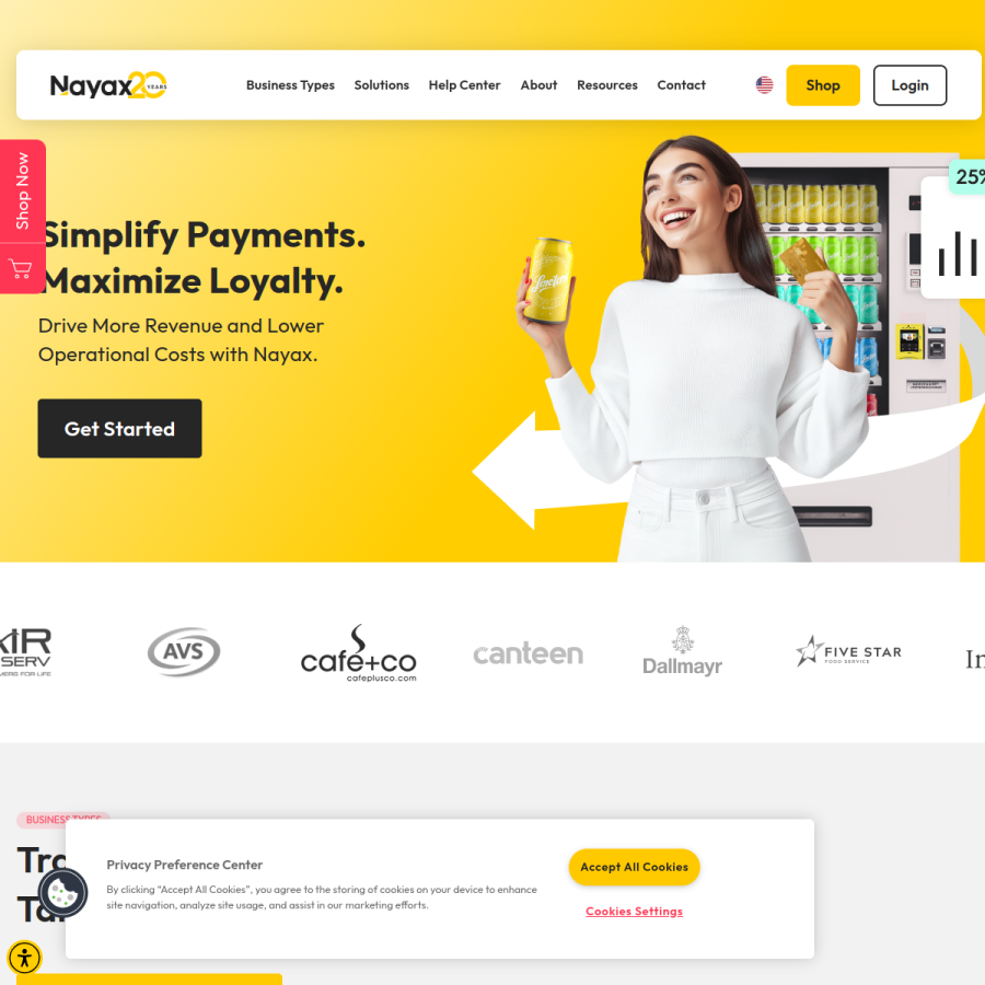 nayax.com homepage screenshot