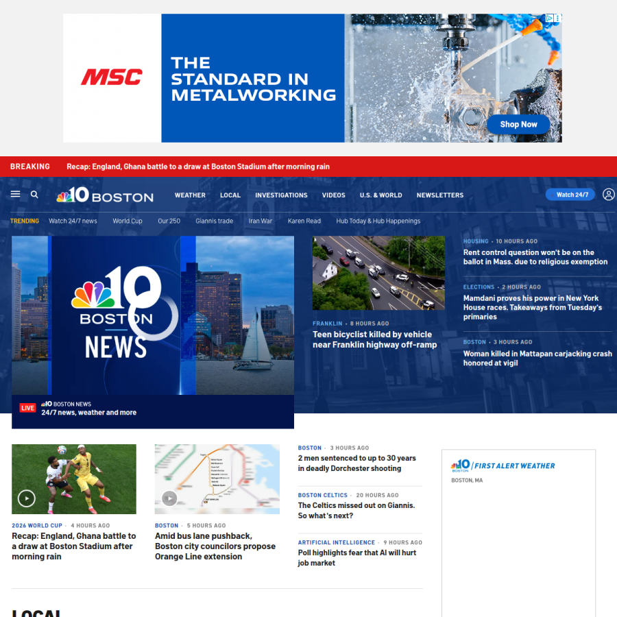 nbcboston.com homepage screenshot