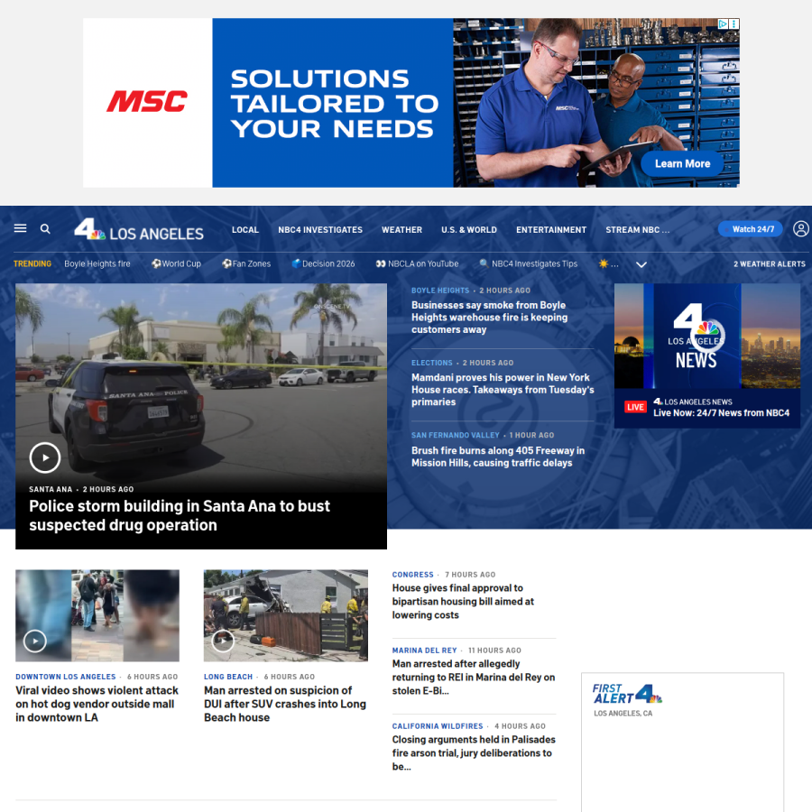 nbclosangeles.com homepage screenshot