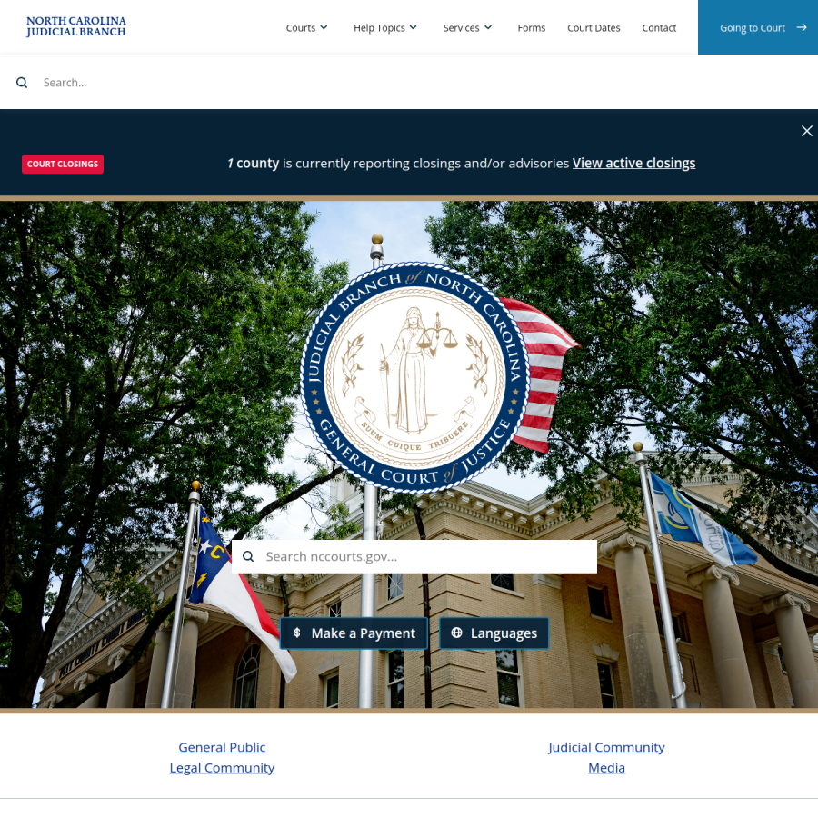 nccourts.org homepage screenshot