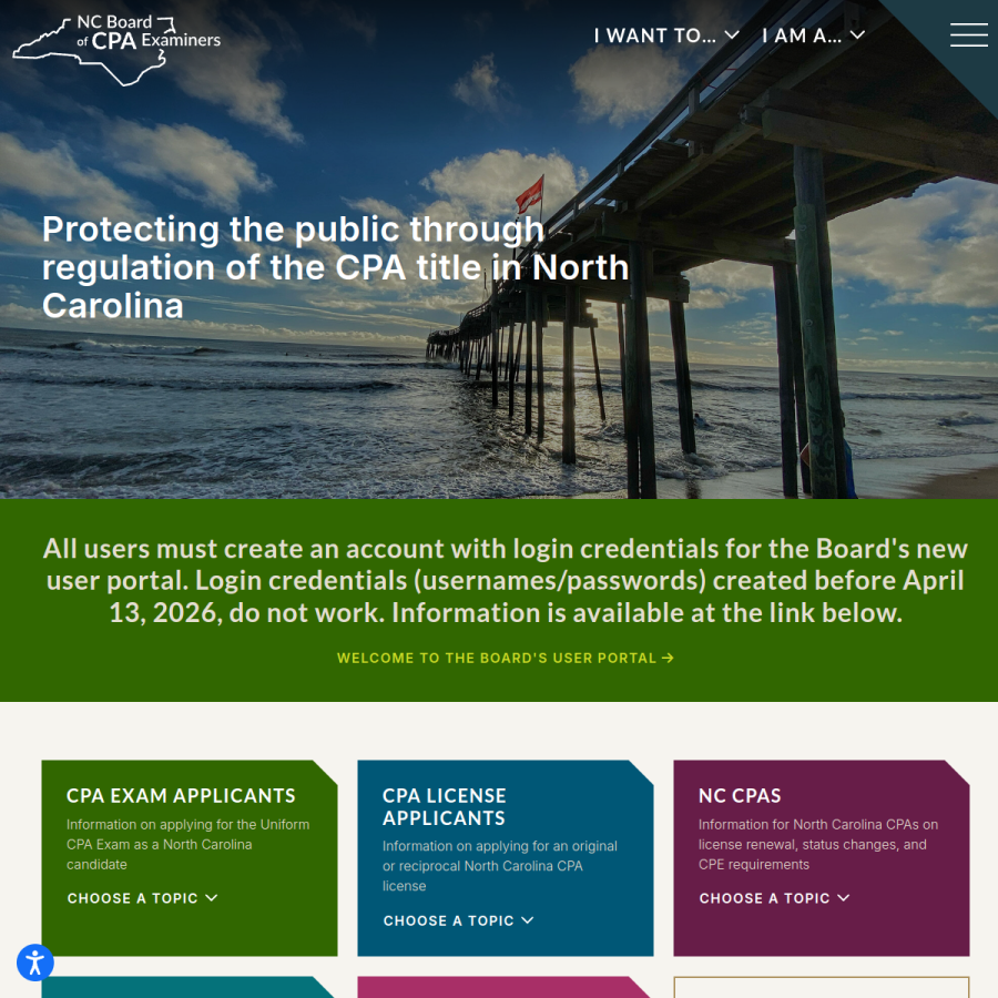 nccpaboard.gov homepage screenshot