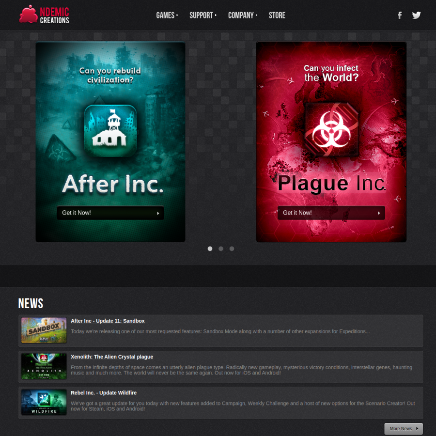 ndemiccreations.com homepage screenshot