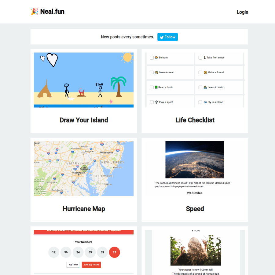 neal-fun.firebaseapp.com homepage screenshot