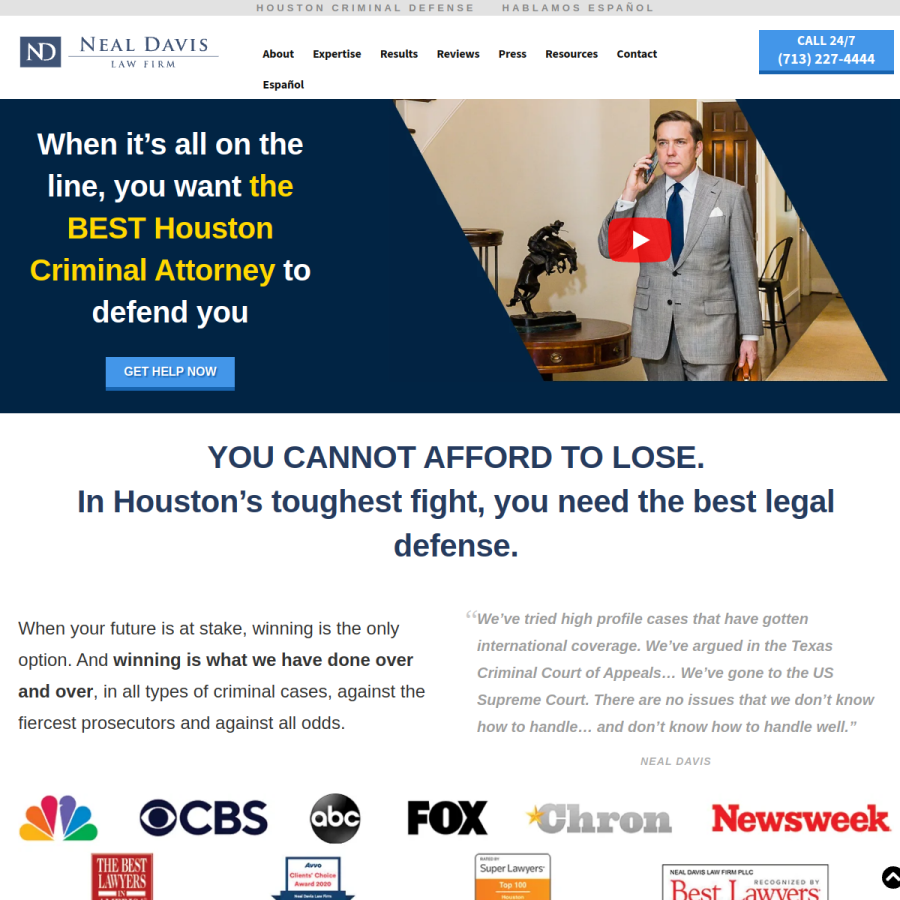 nealdavislaw.com homepage screenshot