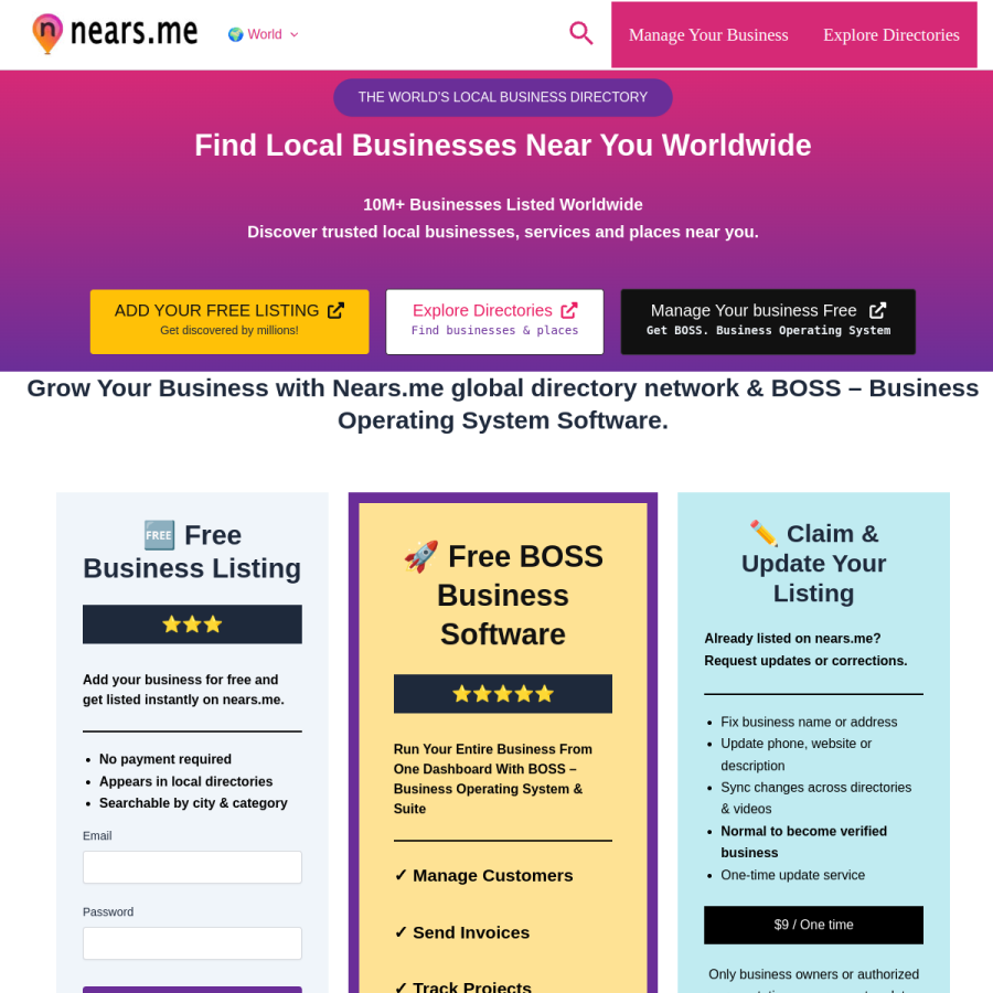 nears.me homepage screenshot