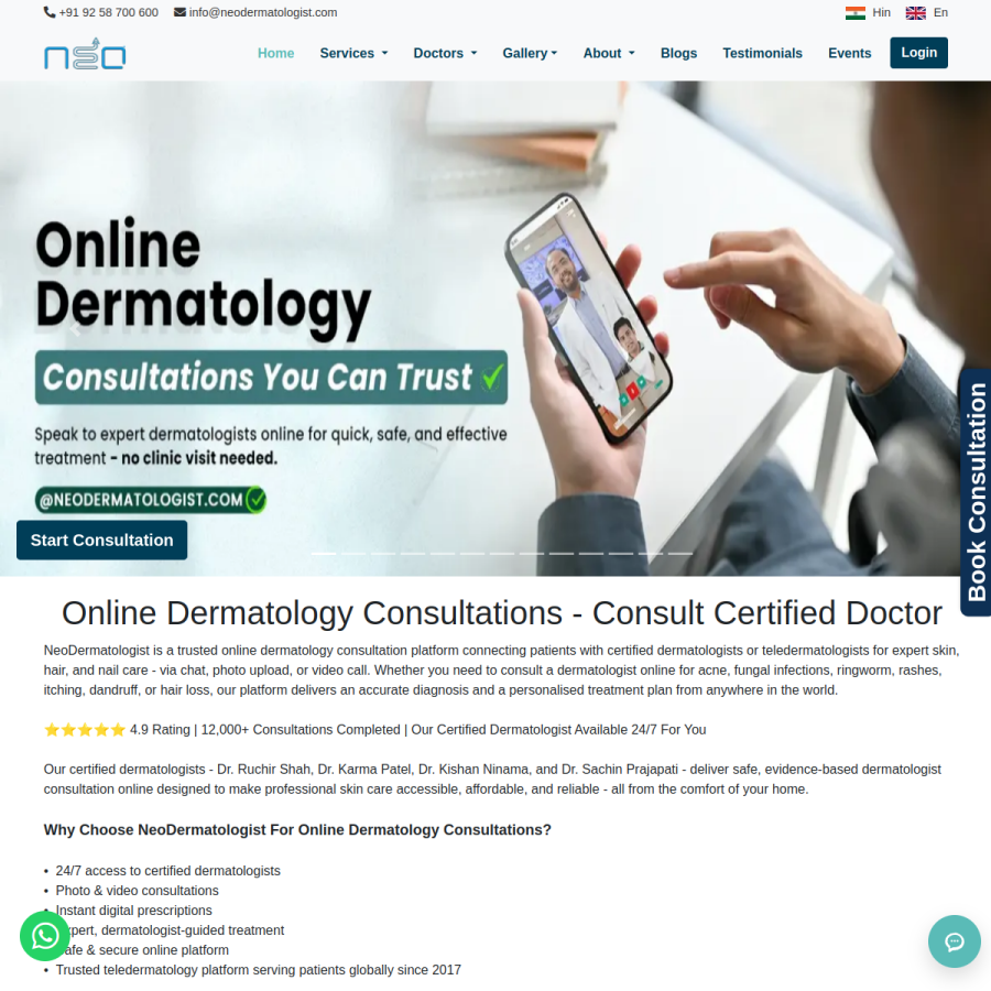 neodermatologist.com homepage screenshot