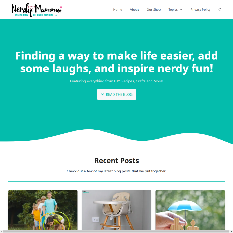 nerdymamma.com homepage screenshot